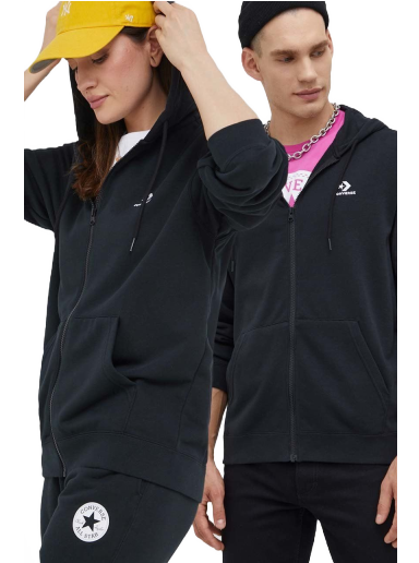 Sweatshirt Converse hood zip Svart | 10023871.A01