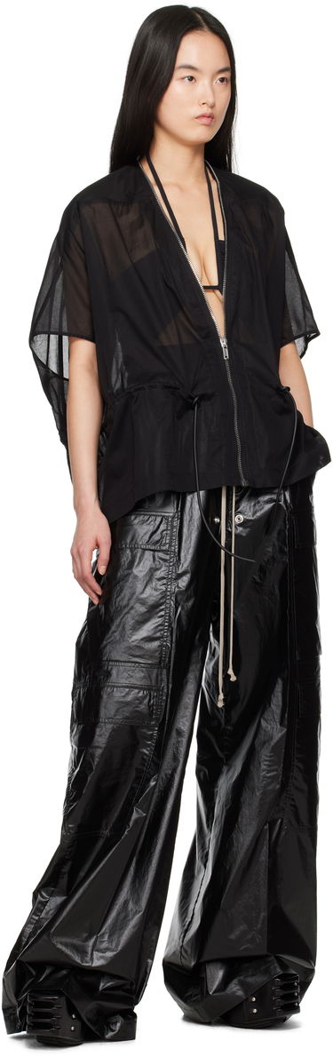 Skjorta Rick Owens Rick Owens Hollywood Sail Sheer Zip Jacket Svart | RP01E7733 CV, 3