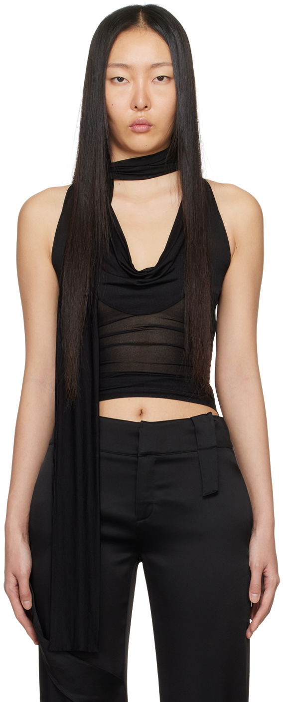 Linne Blumarine Blumarine Cowl Neck Tank Top Svart | P422C271A