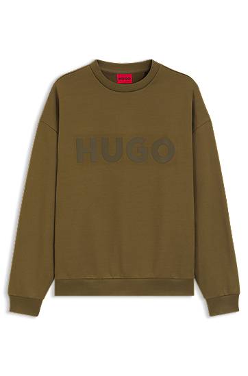 Sweatshirt BOSS Oversized Cotton Terry Sweatshirt with Logo Print Grön | 50538778