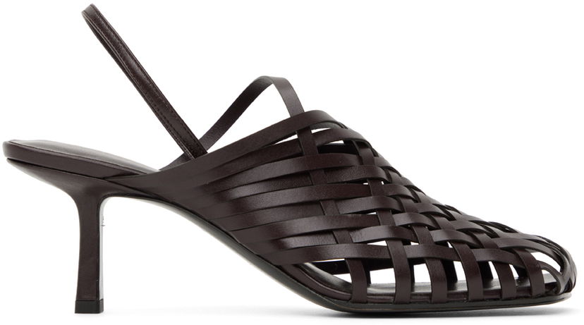 Sneakers och skor The Row The Row Woven Slingback Kitten Heels Brun | F1289-SVL74
