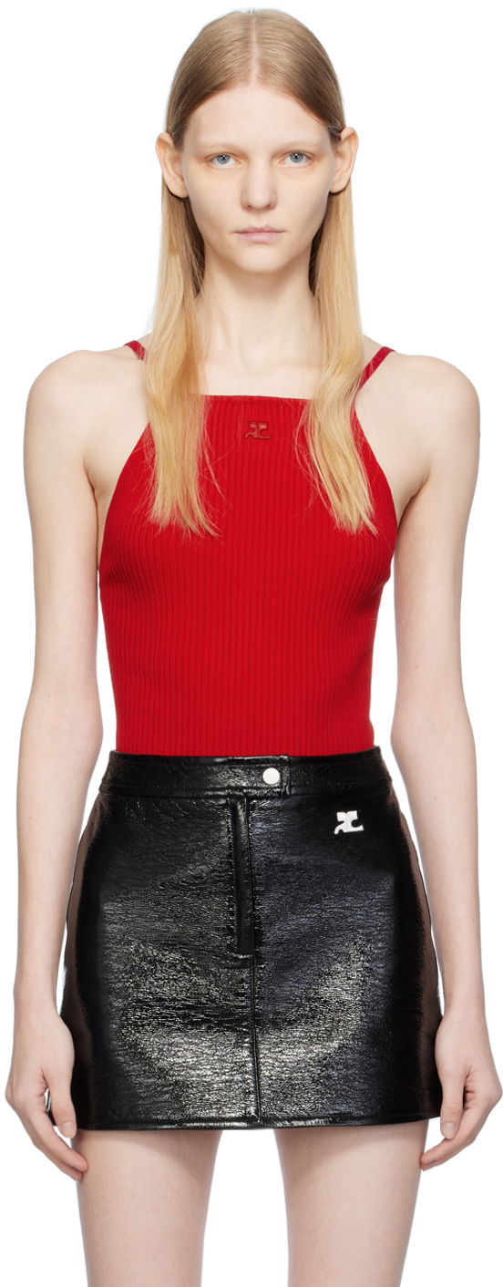Kropp Courrèges Courrèges Women's Square Neck Tank Top Röd | 423MTO221FI0001