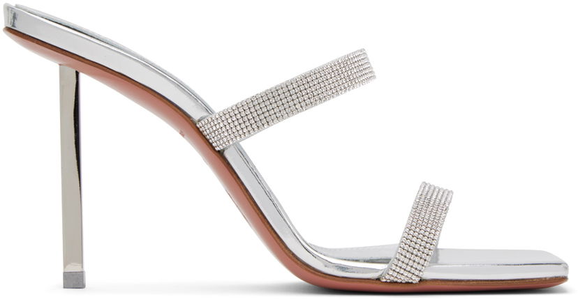 Tillbehör Amina Muaddi Amina Muaddi Rih Crystal-Embellished Slipper Sandals Metallisk | RIH SLIPPER METAL MESH
