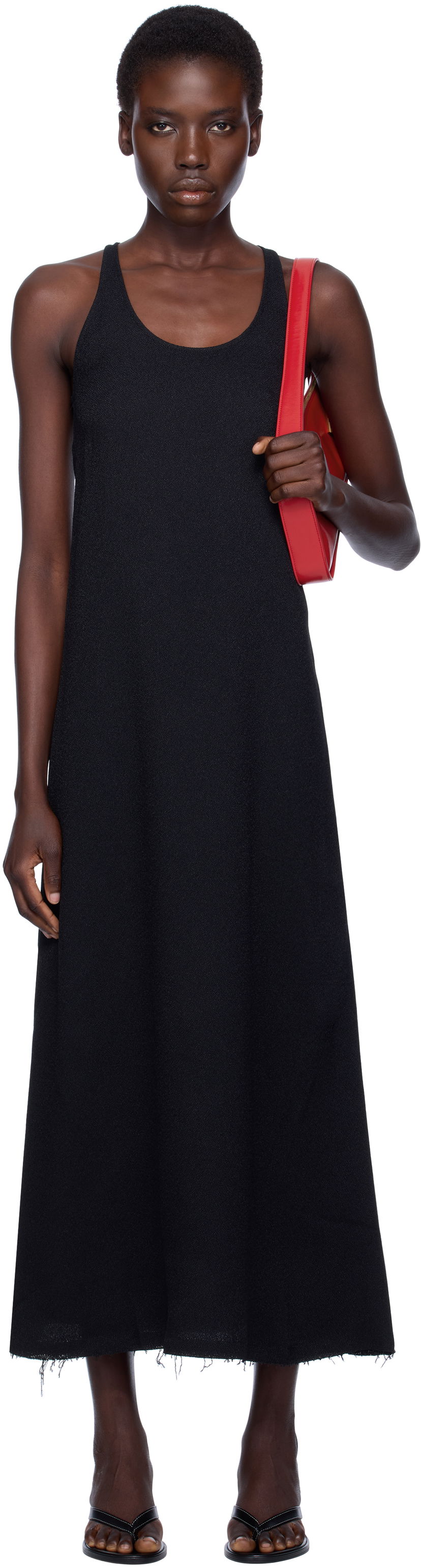 Klä TOTEME TOTEME Scoop-Neck Sablé Midi Dress Svart | 243-WRD4142-FB0240