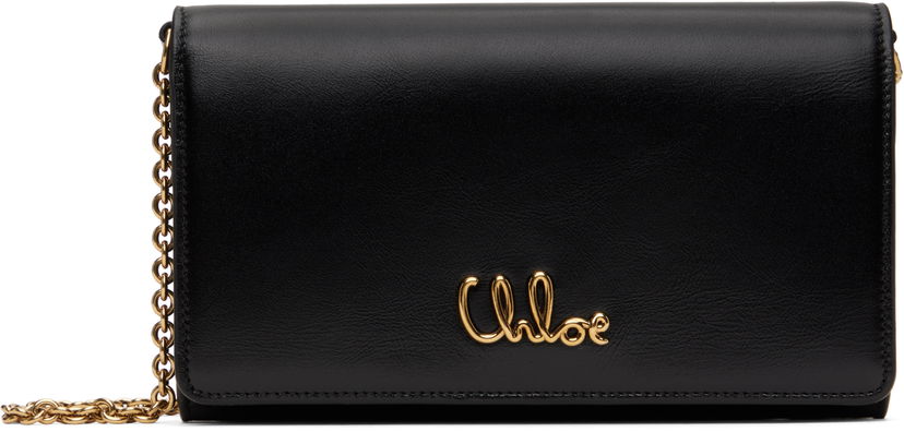 Plånbok CHLOÉ Chloe Iconic Flap Wallet on Chain Svart | CH25SP485O16