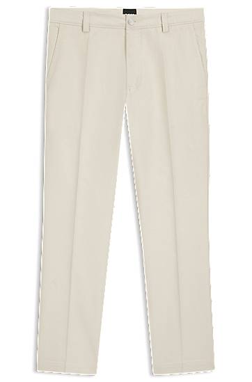 Byxor BOSS Straight-fit Cotton-blend Twill Trousers Beige | 50551426, 0