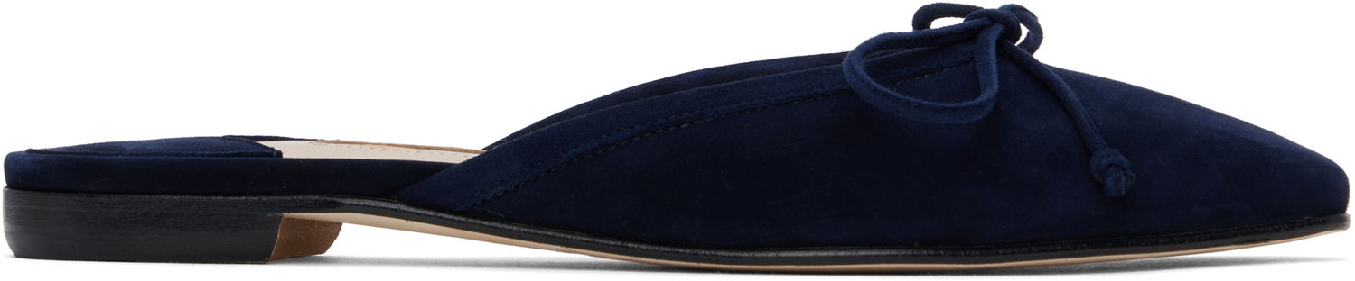 Skovård Manolo Blahnik Manolo Blahnik Ballerimu Suede Mules Mörkblå | 9XX-0657, 0