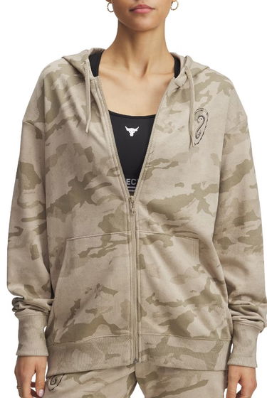 Sweatshirt Under Armour Project Rock Heavyweight Full Zip Hoodie Beige | 1389708-299, 0