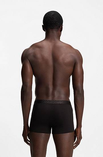 Boxare BOSS Three-pack of stretch-cotton trunks Svart | 50546745, 1