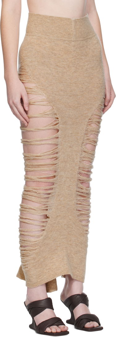 Kjol Rick Owens Rick Owens Calf Dauphine Midi Skirt Brun | RP02E4685 KGRIDP, 4