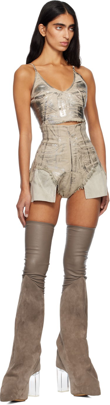 Linne Rick Owens DRKSHDW Concordians Foil Denim Camisole Metallisk | DS02E7132 SDPF, 4
