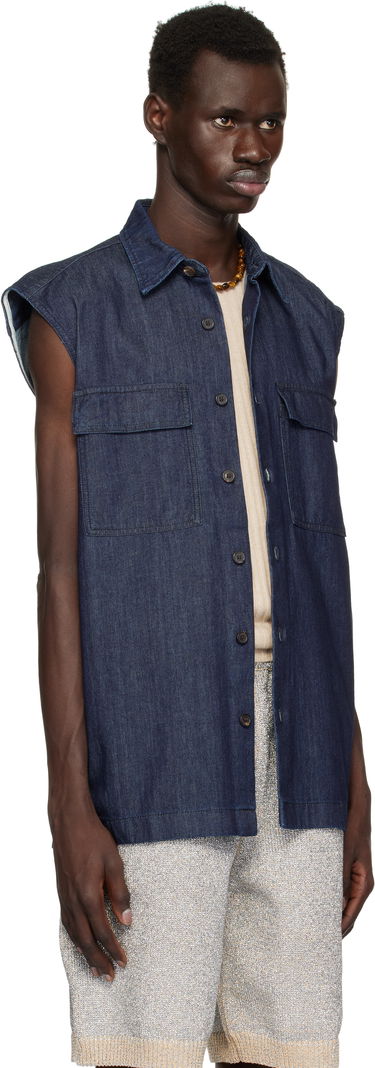 Skjorta Dries Van Noten Dries Van Noten Sleeveless Denim Shirt Blå | 251-020728-1553, 1