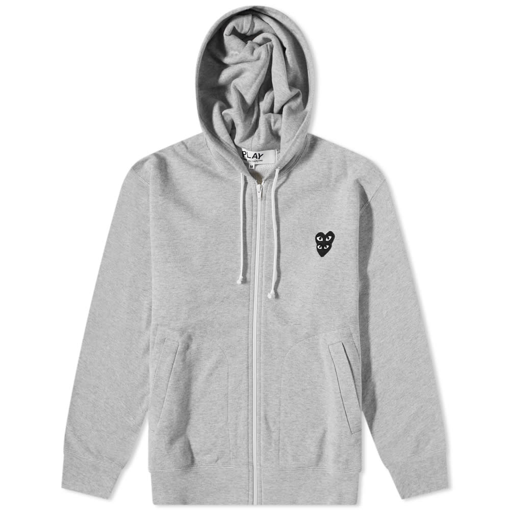 Sweatshirt Comme des Garçons Play Overlapping Heart Zip Hoody Grå | P1T302, 0