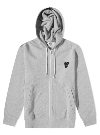 Sweatshirt Comme des Garçons Play Overlapping Heart Zip Hoody Grå | P1T302