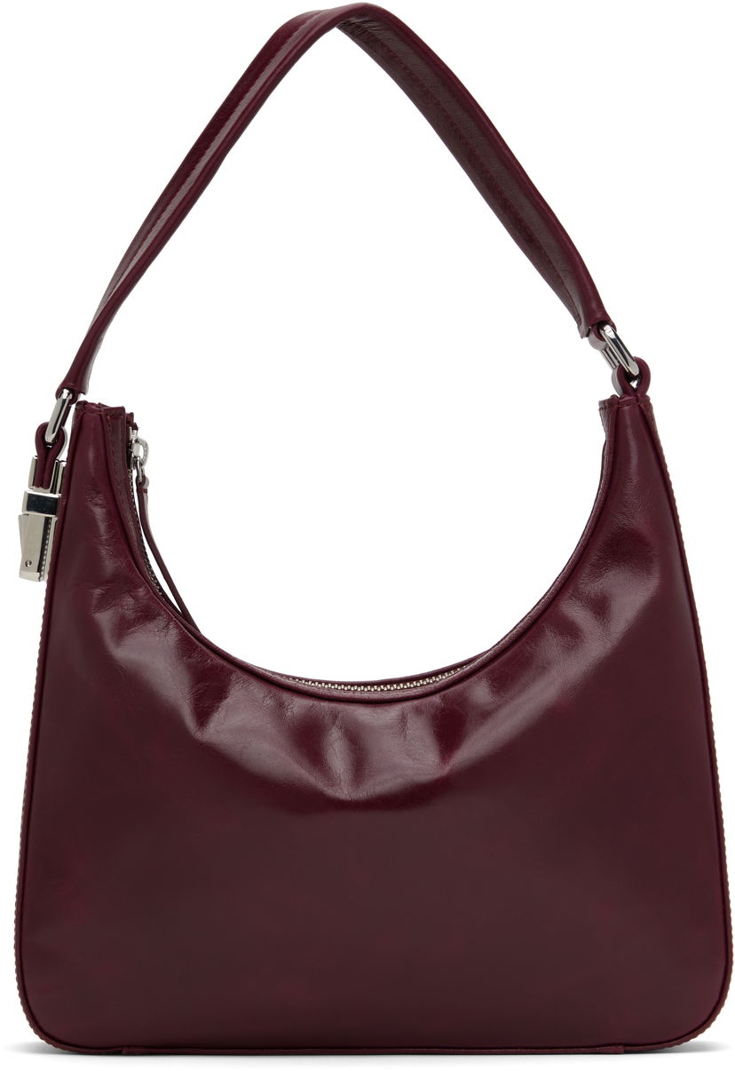 Handväska BY FAR BY FAR Rhea Creased Leather Shoulder Bag Bourgogne | MWBSB027CL034RD028PL