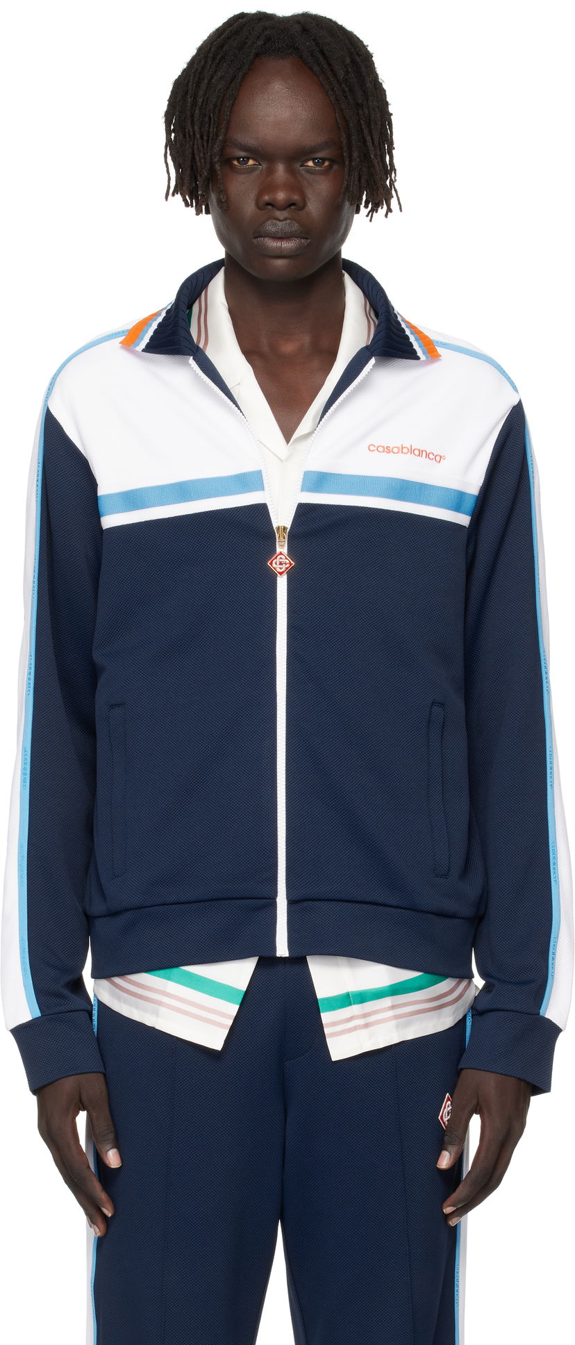Jacka Casablanca Casablanca Pique Track Jacket Mörkblå | MPF25-JTP-391-01