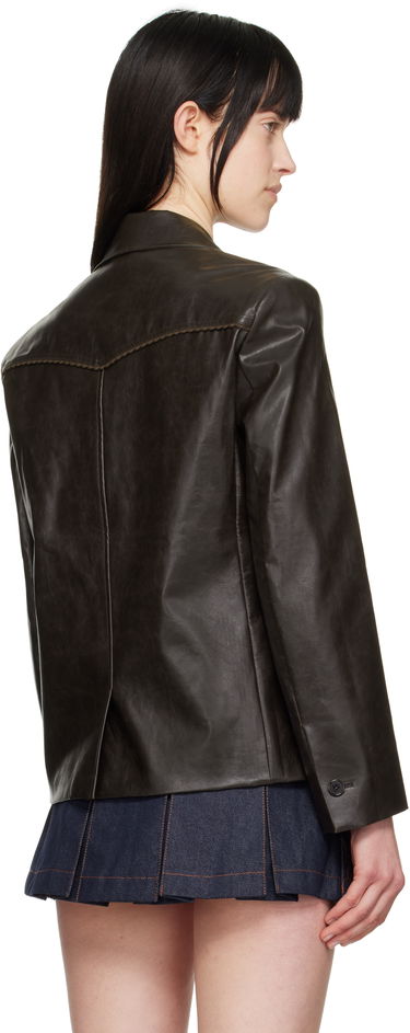 Jacka Andersson Bell Andersson Bell Hybrid Faux-Leather Cropped Blazer Brun | awa683w, 2