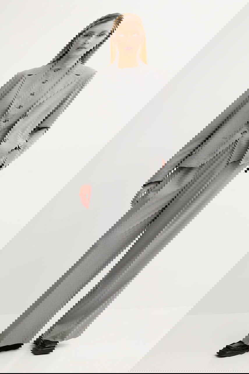 Byxor Samsoe Samsoe Samsoe Samsoe SARILA High Waist Wide Leg Trousers Grå | F25200049, 1