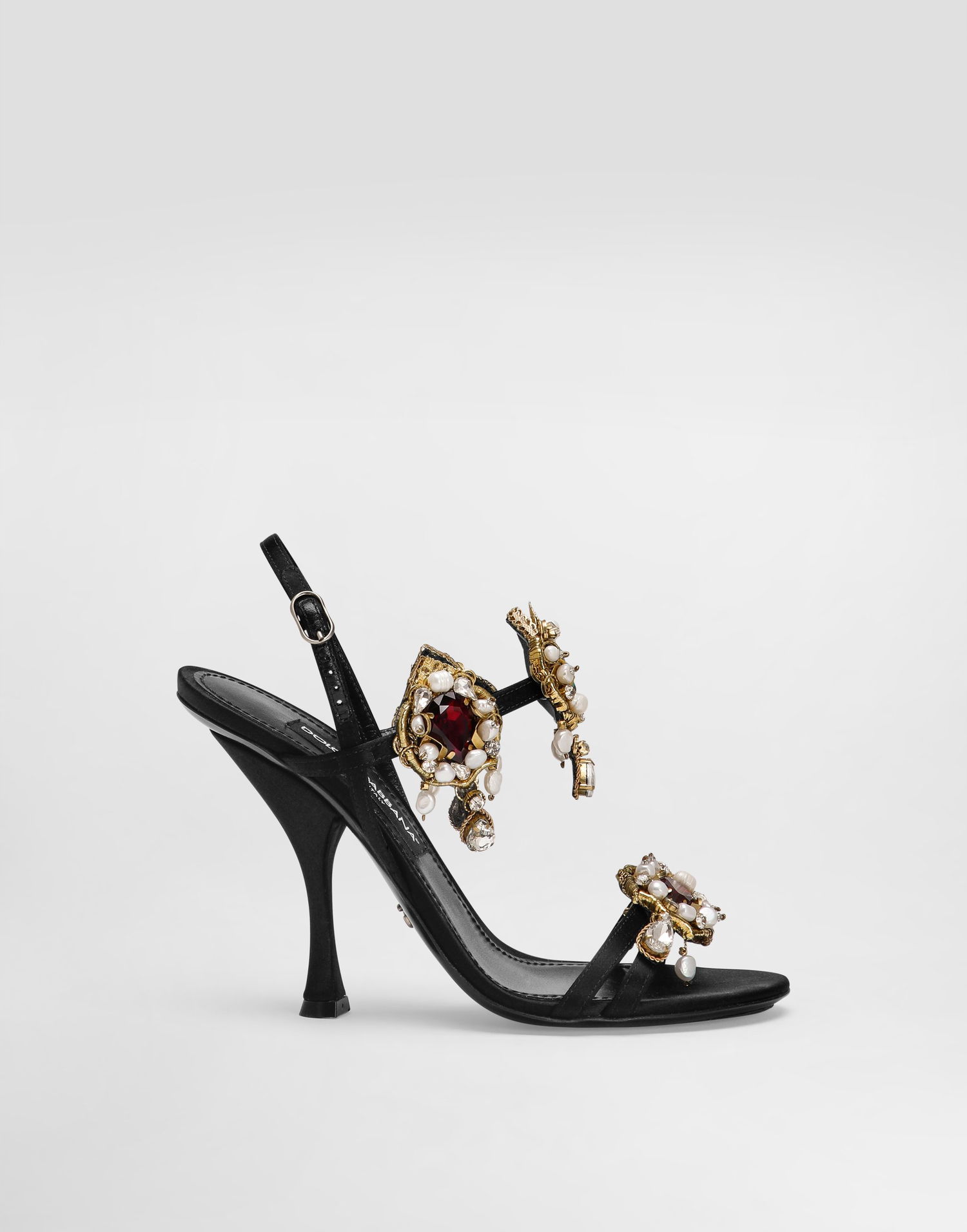 Tillbehör Dolce & Gabbana Dolce & Gabbana Embroidered Satin Sandals Svart | CR1934AX85280999, 0