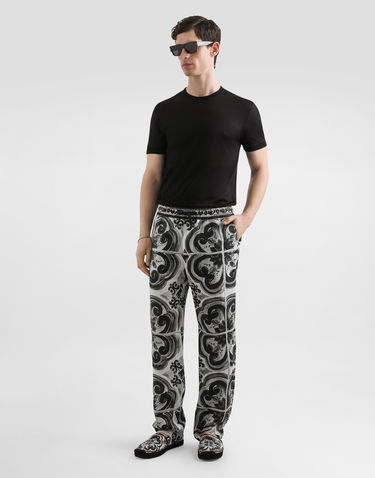 Byxor Dolce & Gabbana Dolce & Gabbana Majolica-Print Linen Trousers Flerfärgad | GV4LHTFP4M8IU3TN, 1