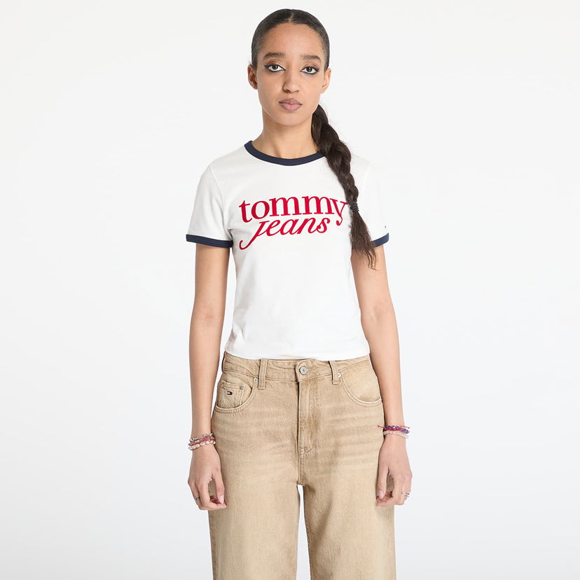 Crop top Tommy Hilfiger Tommy Jeans Slim Script T-Shirt Vit | DW0DW20631 YBL