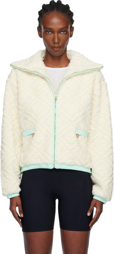 Jacka Casablanca Monogram Jacquard Fleece Jacket Vit | WPF25-JK-390-01, 0