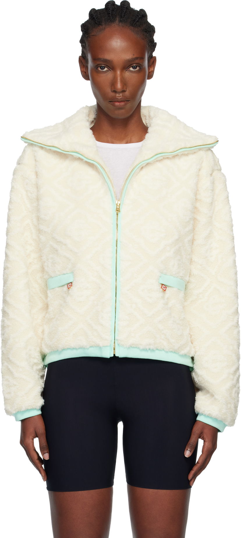 Jacka Casablanca Monogram Jacquard Fleece Jacket Vit | WPF25-JK-390-01