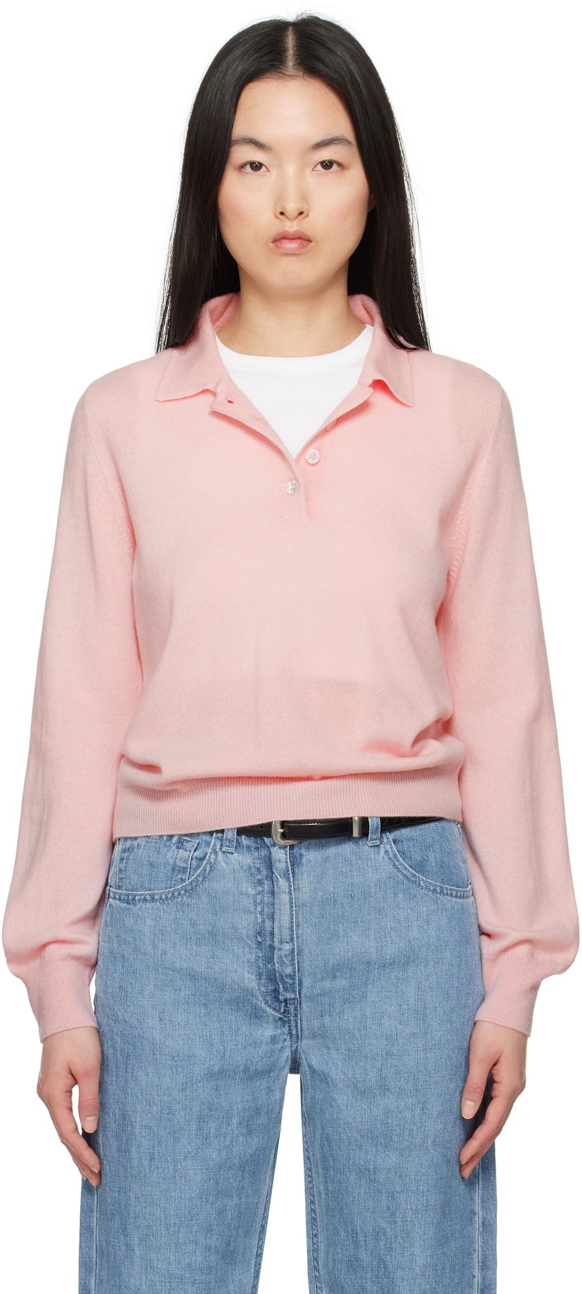 Sweater &Daughter &Daughter Aoife Cashmere Polo Sweater Rosa | CH04634