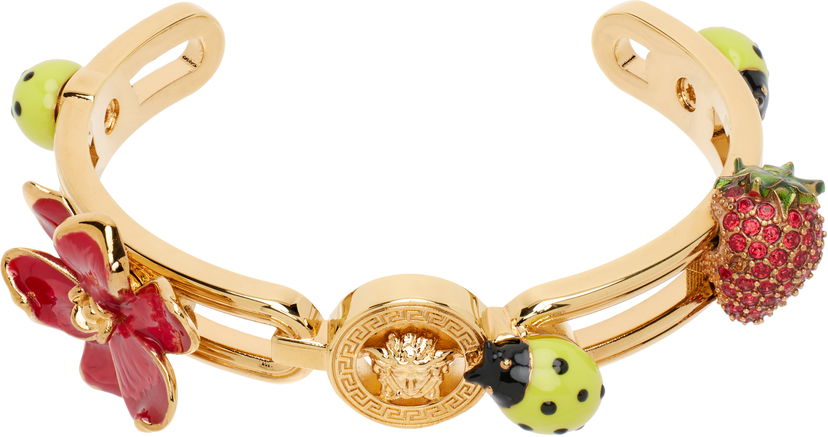 Armband Versace Versace Enameled Cuff Bracelet with Crystal Strawberry, Ladybug, and Flower Charms Flerfärgad | 1019024_1A04195_4JHG0