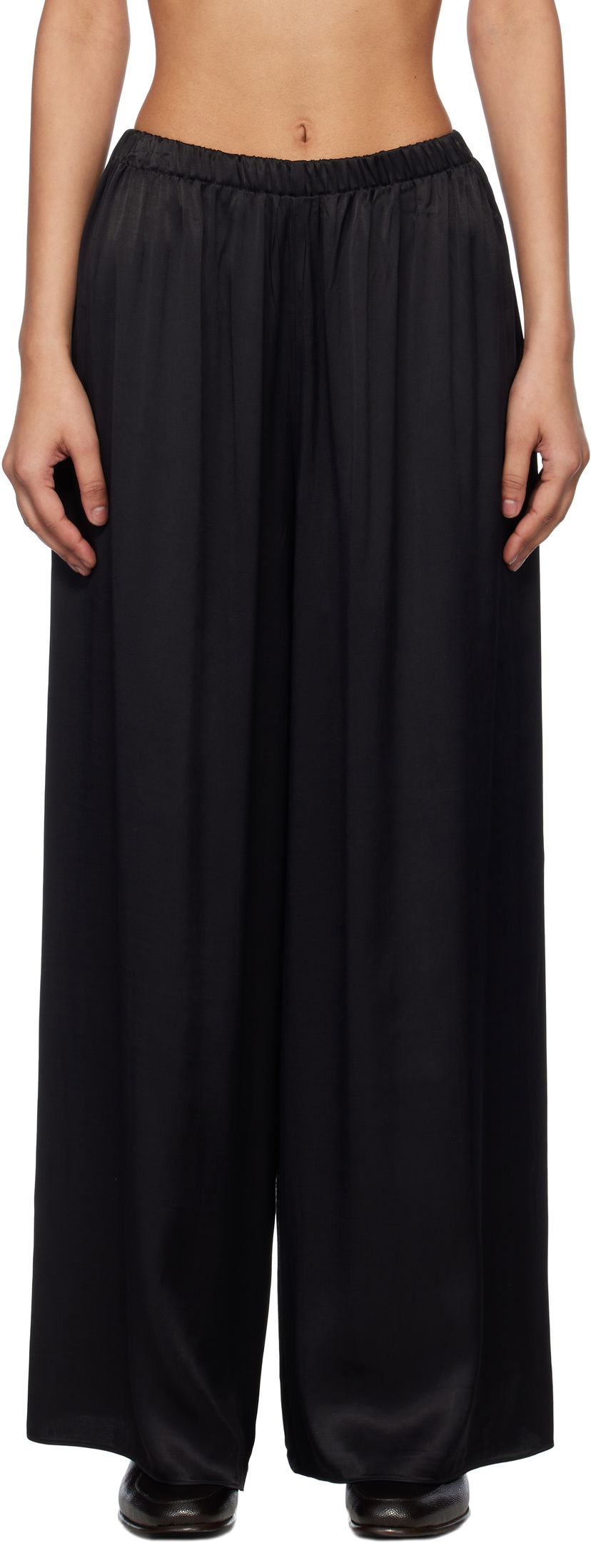 Byxor Bode Bode Roy Wide-Leg Trousers Svart | WRS25BT066