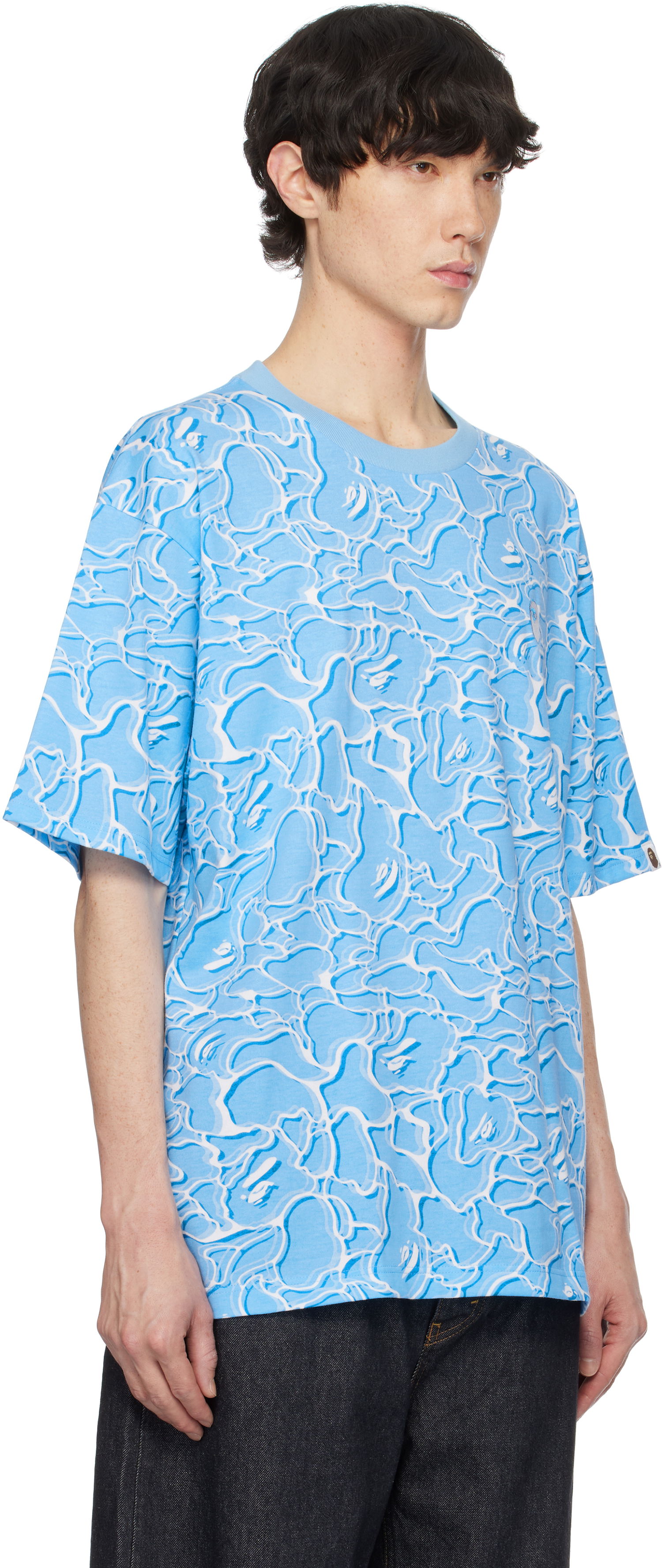 T-shirt BAPE ABC Sea Surface Camo Relaxed Fit T-Shirt Blå | 001CSK701002F, 1