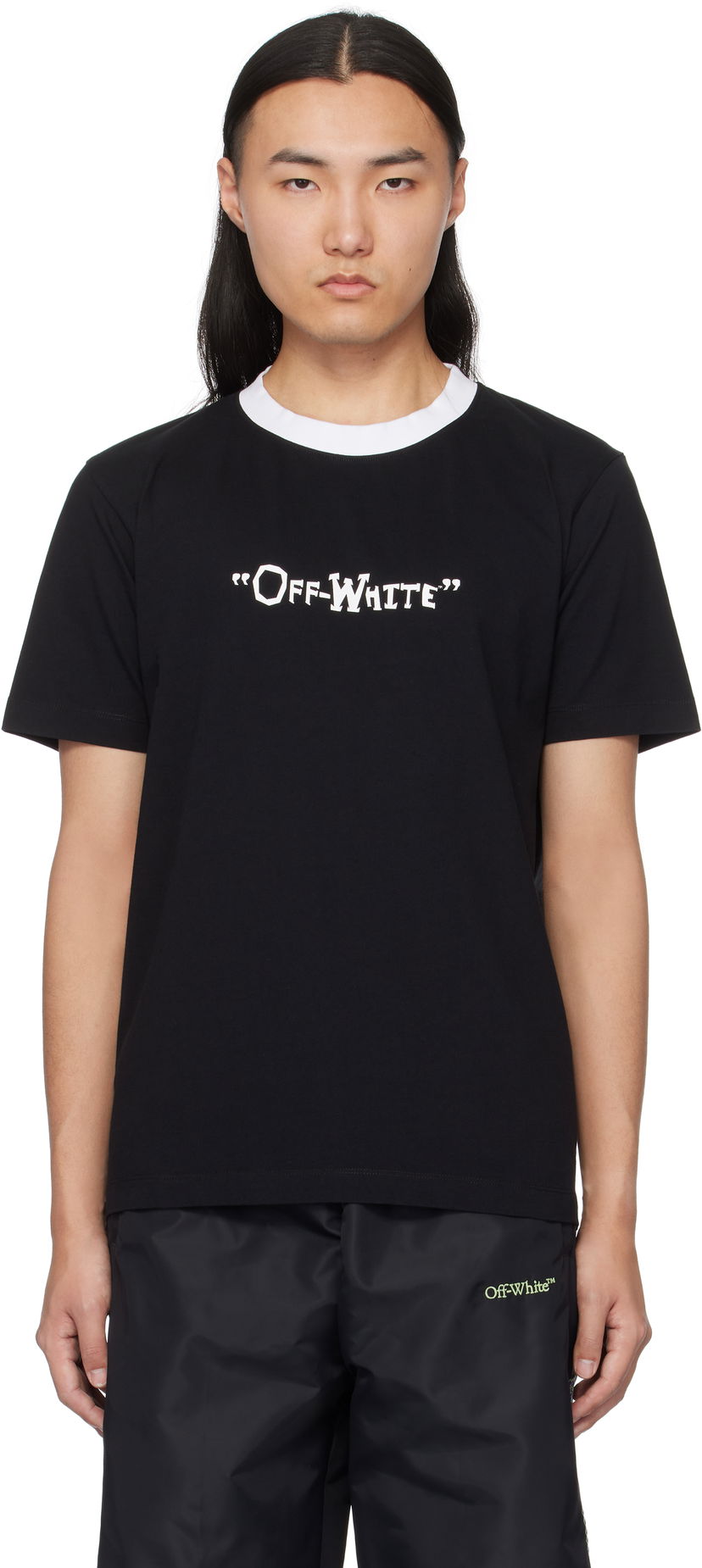 T-shirt Off-White Slim Quote T-Shirt Svart | OMAA027S25JER0091001