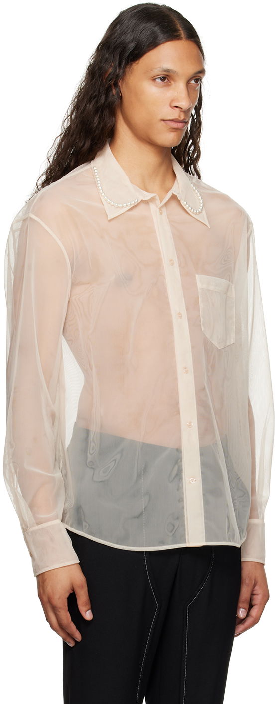 Skjorta Simone Rocha Simone Rocha Pearl Organza Shirt Beige | 5289B 0069, 1