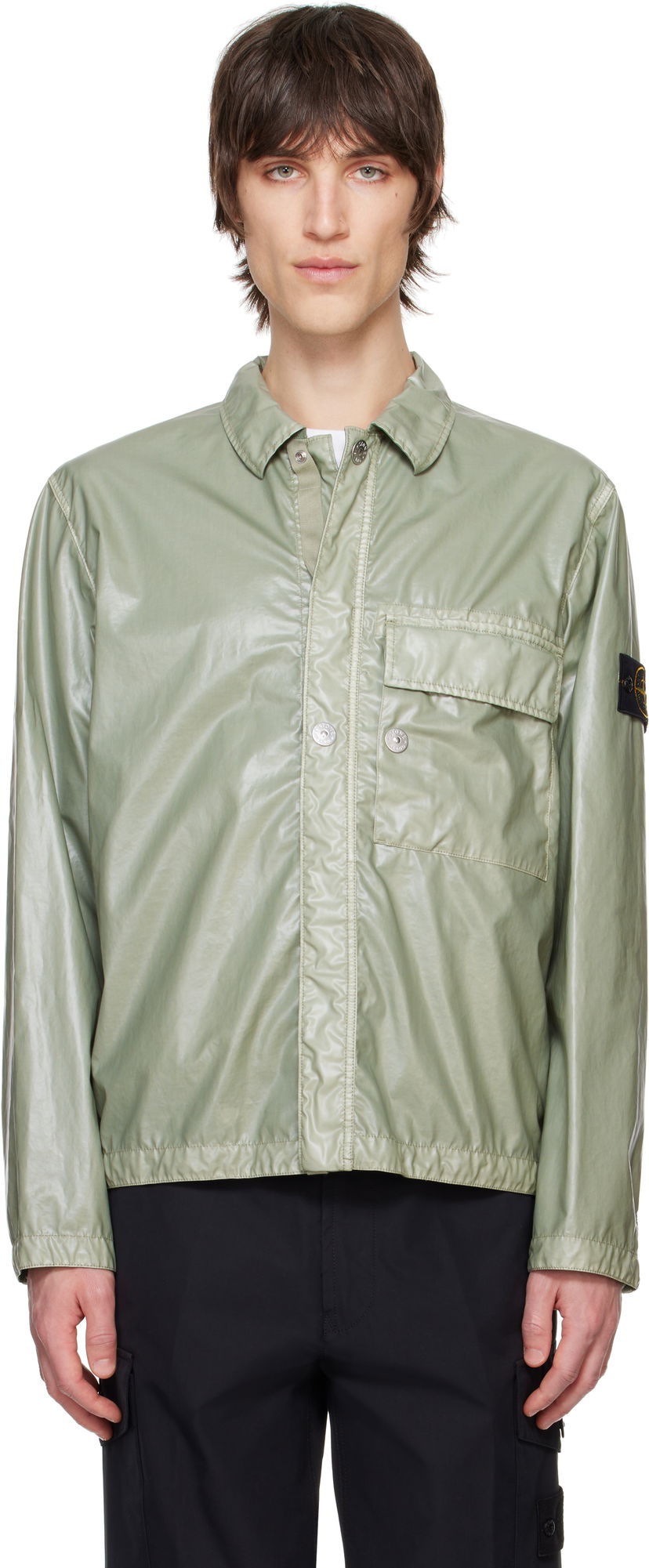 Skjorta Stone Island Stone Island Mussola Gommata-TC Overshirt Grön | K1S15 1200001 S0022