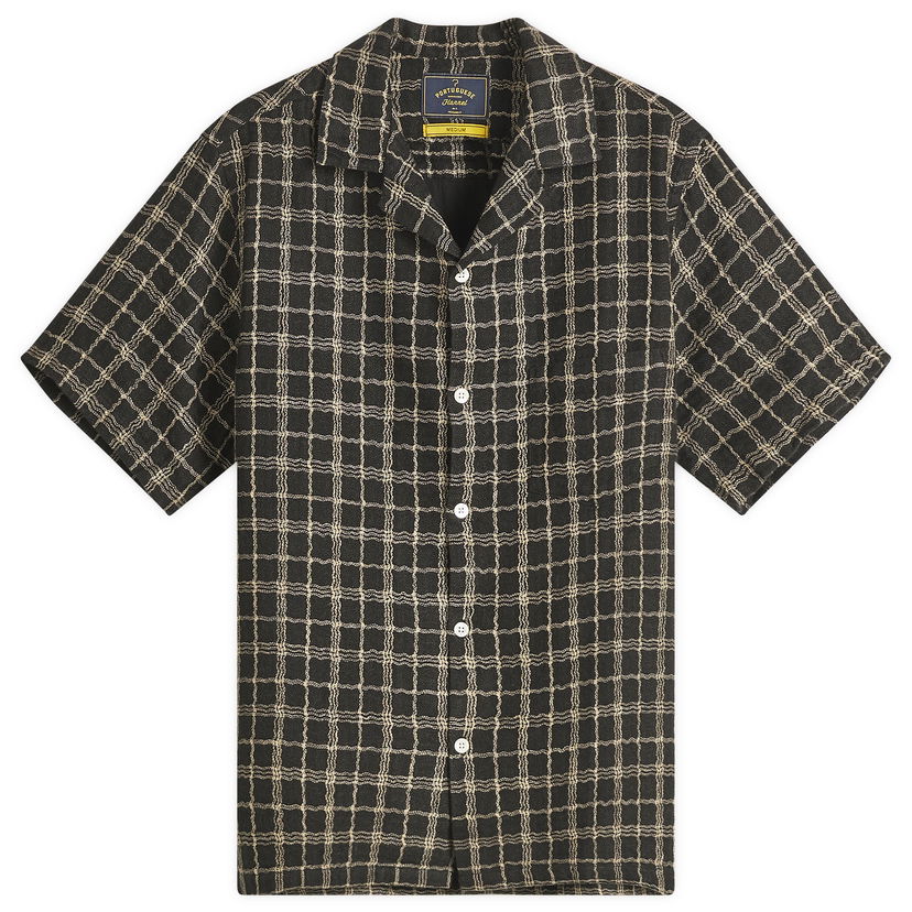 Skjorta Portuguese Flannel Dorne Wavey Check Vacation Shirt Svart | SS25-033-BLK