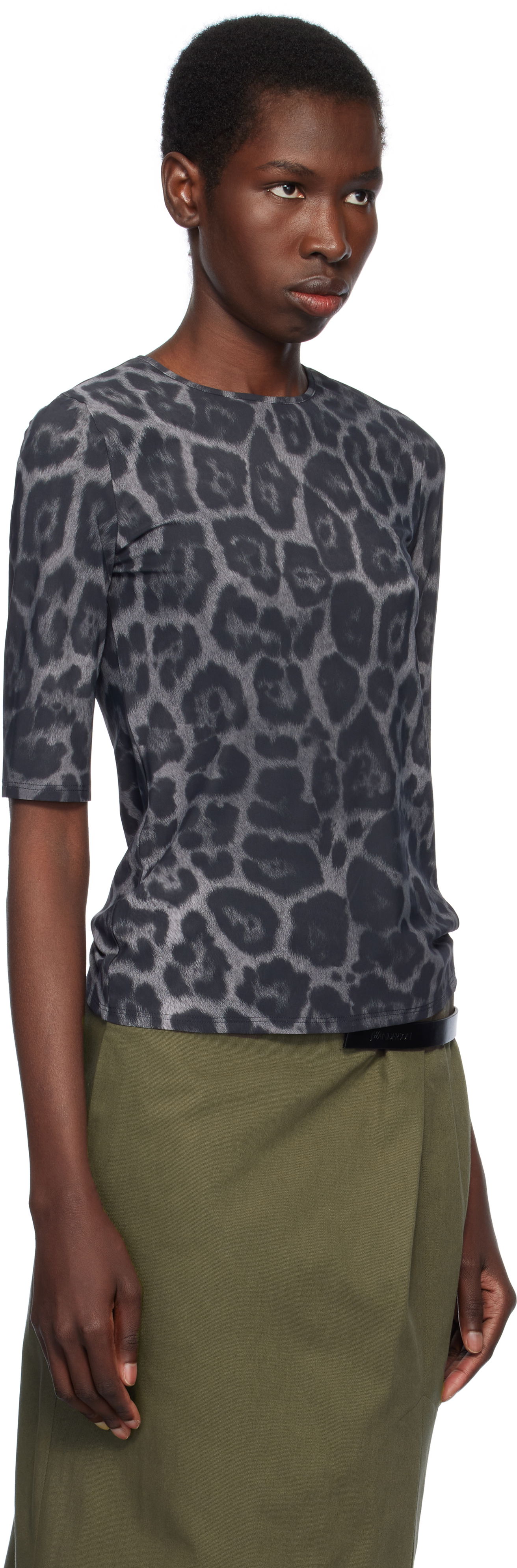 T-shirt Stella McCartney Stella McCartney Leopard Print T-Shirt Svart | 6J04113SQA08, 1