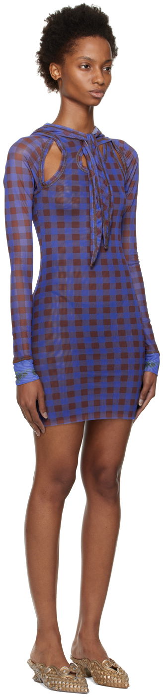 Klä Ottolinger Ottolinger Checked Hooded Minidress Blå | 101207, 1