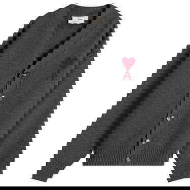 Sweater AMI Men's Felted Merino Wool Knit ADC Cardigan, Size Large Grå | H25UKC367-018-084H25, 1