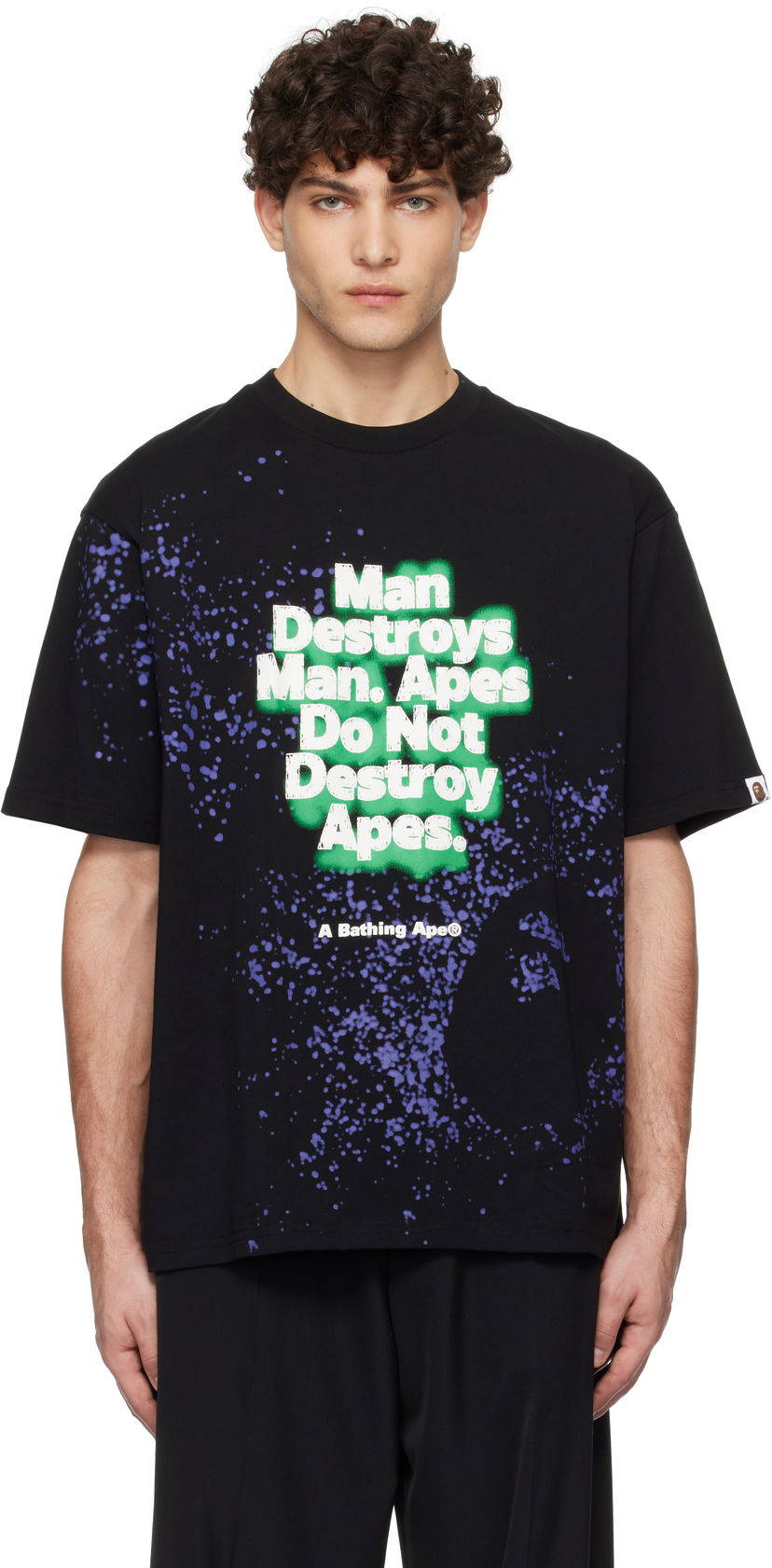 T-shirt BAPE Spray Print Slogan T-Shirt Svart | 001CSK801313M