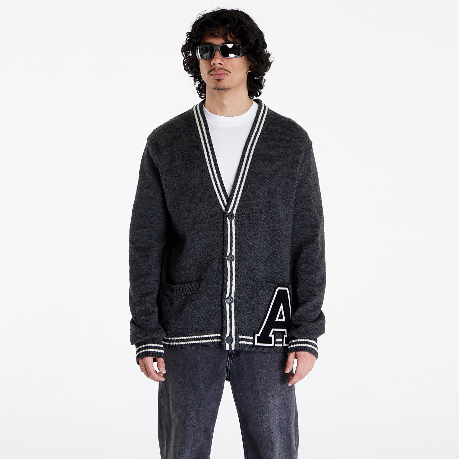 Sweater Ambush A Patch Knit Cardigan UNISEX Grå | BMHB003S24KNI0010710, 0