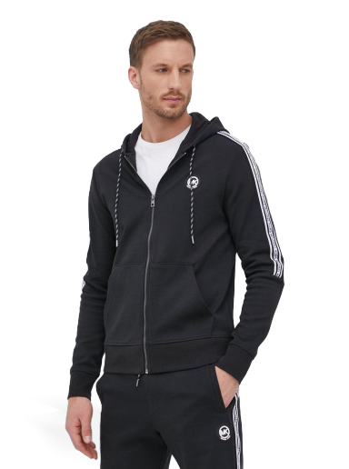 Sweatshirt Michael Kors Logo Tape Cotton Blend Zip-Up Hoodie Svart | CS250QD5MF