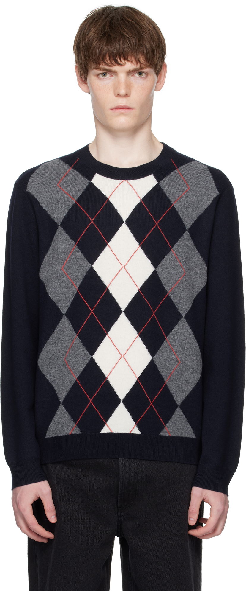 Sweater A.P.C. A.P.C. Evan Argyle Sweater Mörkblå | WVBDR-H23419