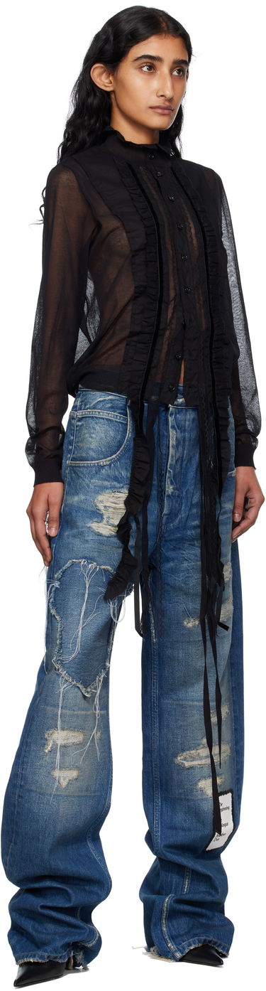 Skjorta Ann Demeulemeester Ann Demeulemeester Monya Sheer Ruffle Blouse Svart | B0012852-KN008-099, 3