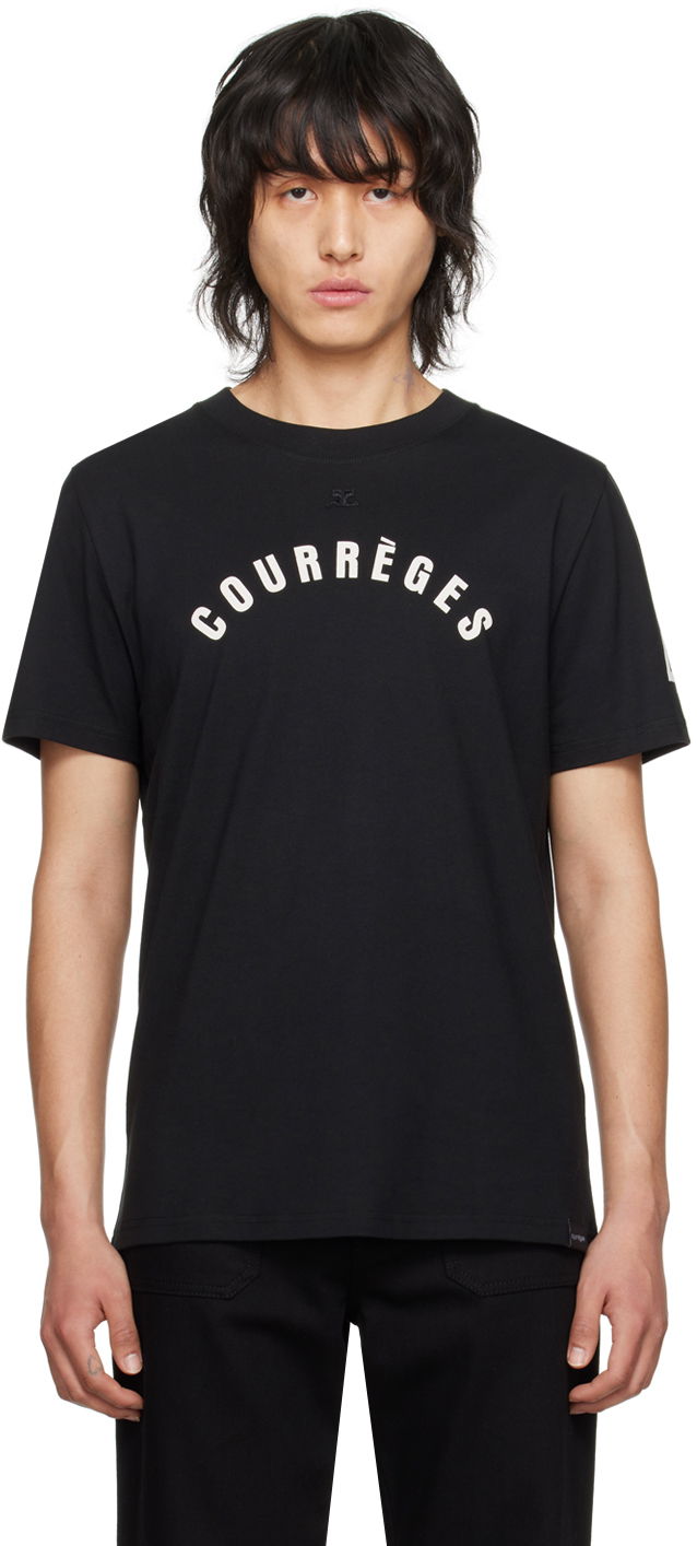 T-shirt Courrèges Courrèges Straight Graphic T-Shirt Svart | 124JTS008JS0112