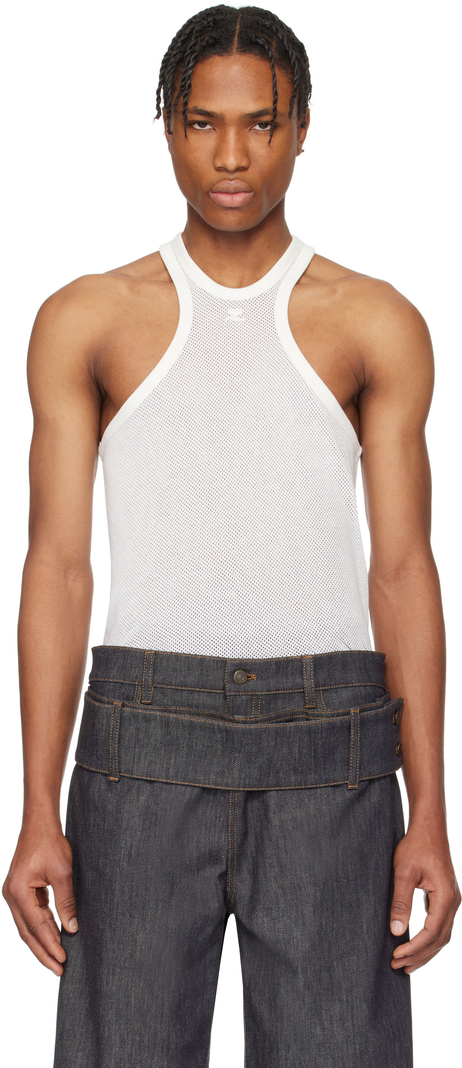 Linne Courrèges Courrèges Scuba Mesh Tank Top Vit | 125JDE095JS0069, 0