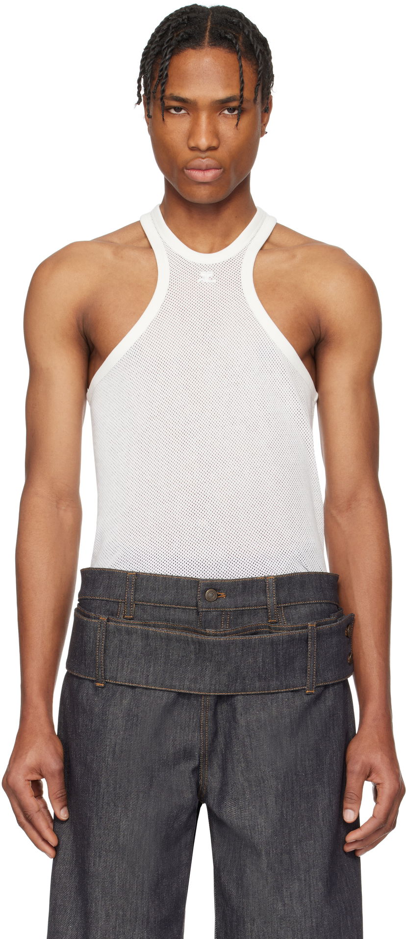 Linne Courrèges Courrèges Scuba Mesh Tank Top Vit | 125JDE095JS0069