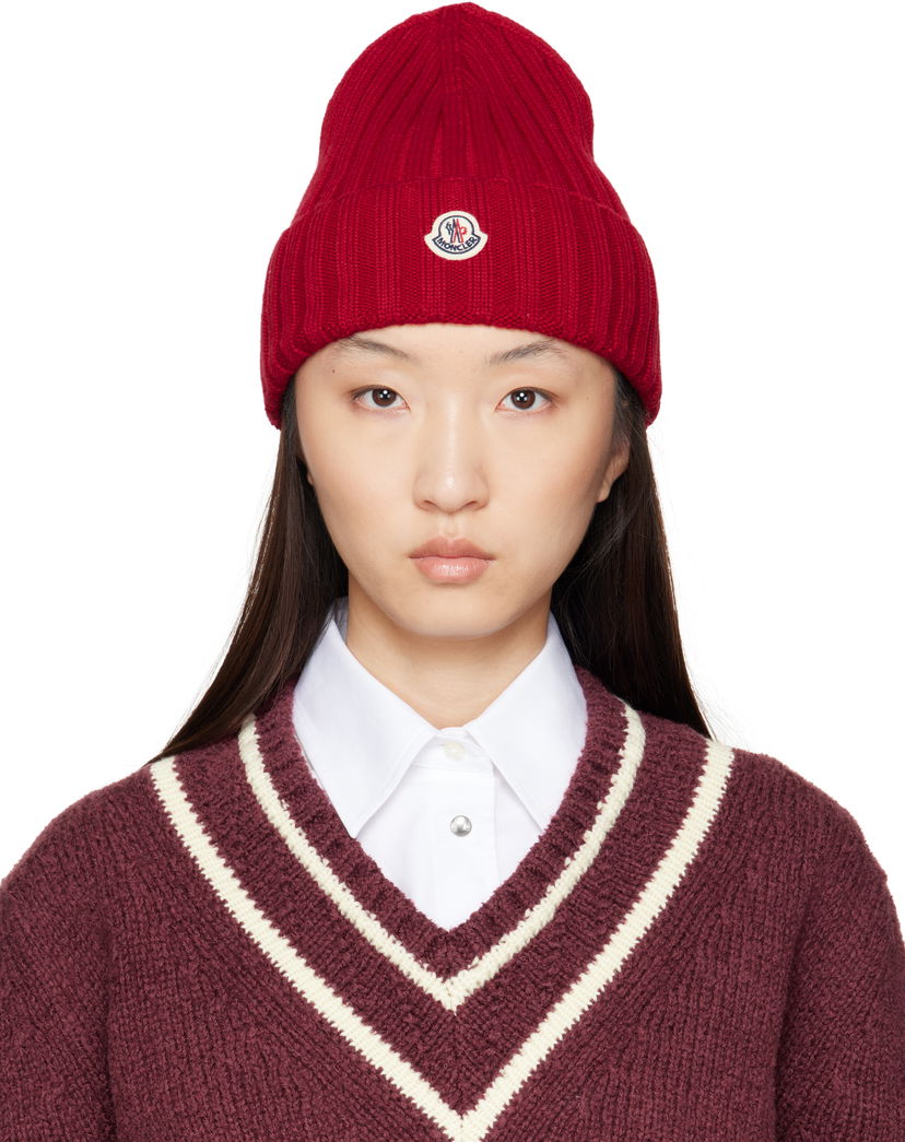 Mössa Moncler Moncler Wool Ribbed Beanie Röd | K20933B00036A9327