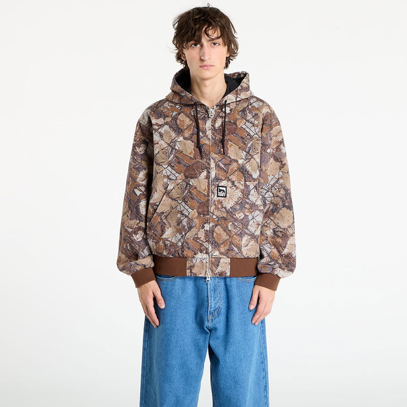 Jacka OBEY OBEY Glen Zip Up Hooded Jacket Brun | 121800593-FNC