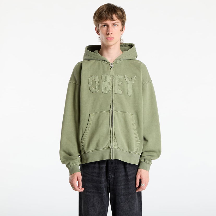 Sweatshirt OBEY OBEY Hybrid Faded Zip Hoodie Grön | 112460032-DLN