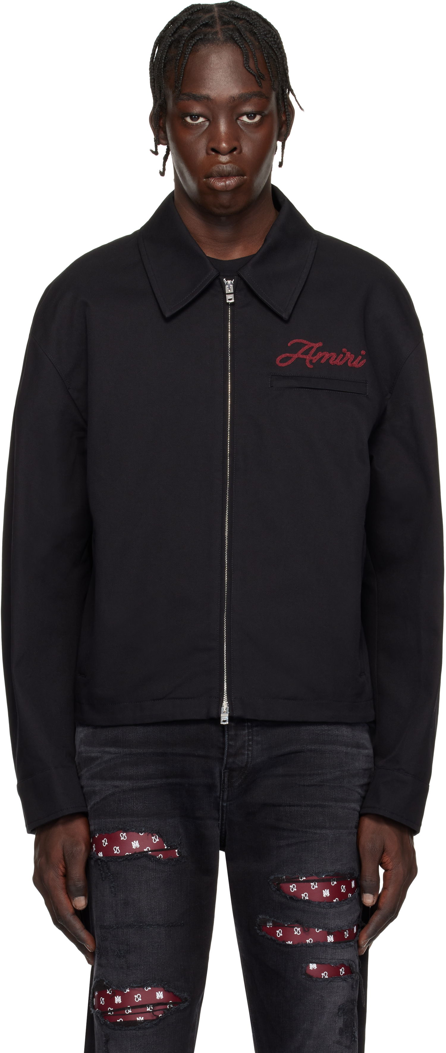 Jacka AMIRI Script Logo Zip Jacket Svart | AMOUBN1059, 0
